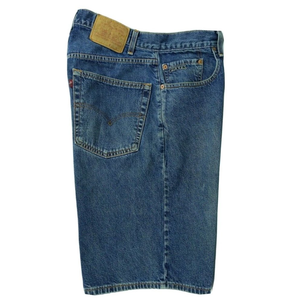 Vintage Levi's Baggy Fit Men's Jean Shorts Size 33 90s Blue Dirty Wash Denim